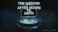 Plakat promujący koncert The Weeknd i Playboi Carti, z datą, miejscem koncertu i logiem Live Nation.