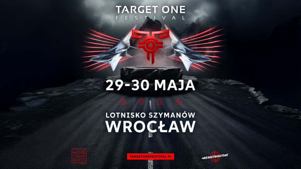 Grafika promująca Target One Festival z datą, miescem i symbolem wydarzenia.