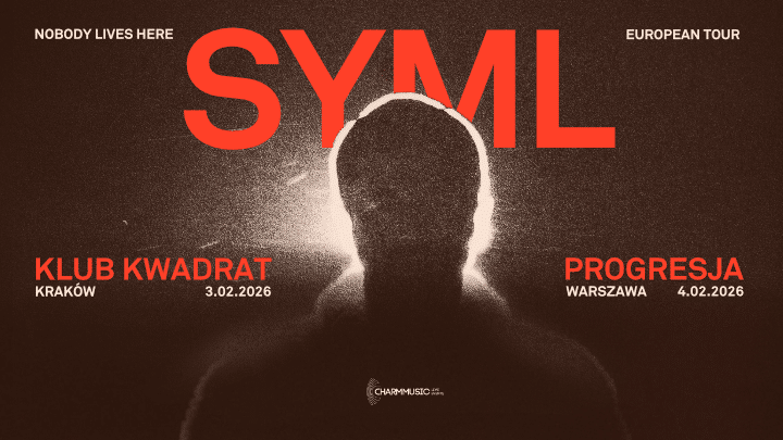 Grafika promująca koncerty SYML, z wizerunkiem postaci, datami i miejscami koncertów.