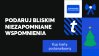 Grafika promująca kartę podarunkową Ticketmaster z napisem "podaruj bliskim niezapomniane wspomnienia".