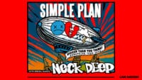 Grafika promująca koncert Simple Plan z nazwą trasy i gościem specjalnym. Na dole logo Live Nation.