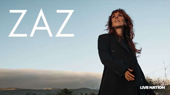 Grafika promująca koncert ZAZ, jest tu wizerunek artyatki i logo Live Nation w rogu.